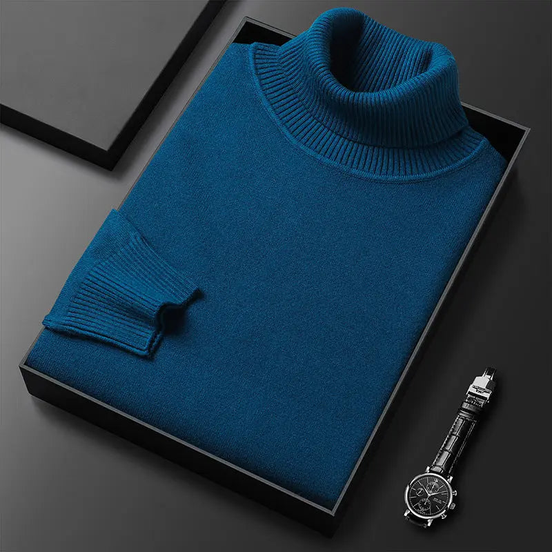 White slim-fit turtleneck sweater by Dropshipman, young and middle-aged bottoming shirt, solid color, cozy pullover for casual wear.
