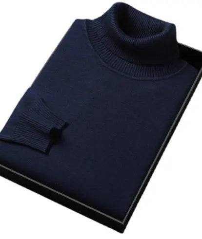White slim-fit turtleneck sweater for young and middle-aged men, solid color pullover by Dropshipman