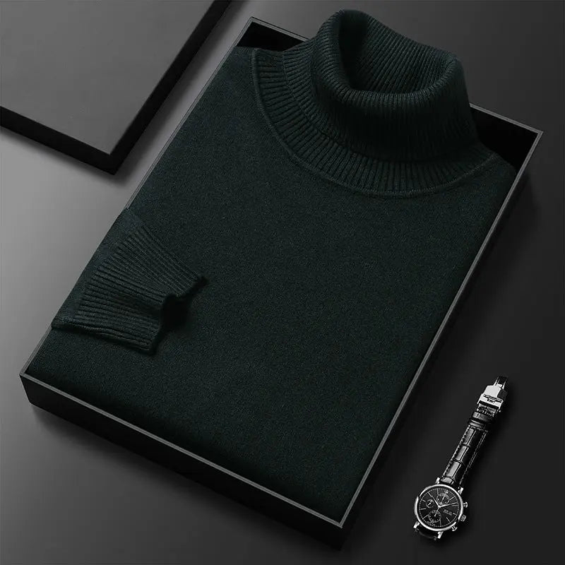 White slim-fit turtleneck pullover sweater from Dropshipman, designed for young and middle-aged men and women.