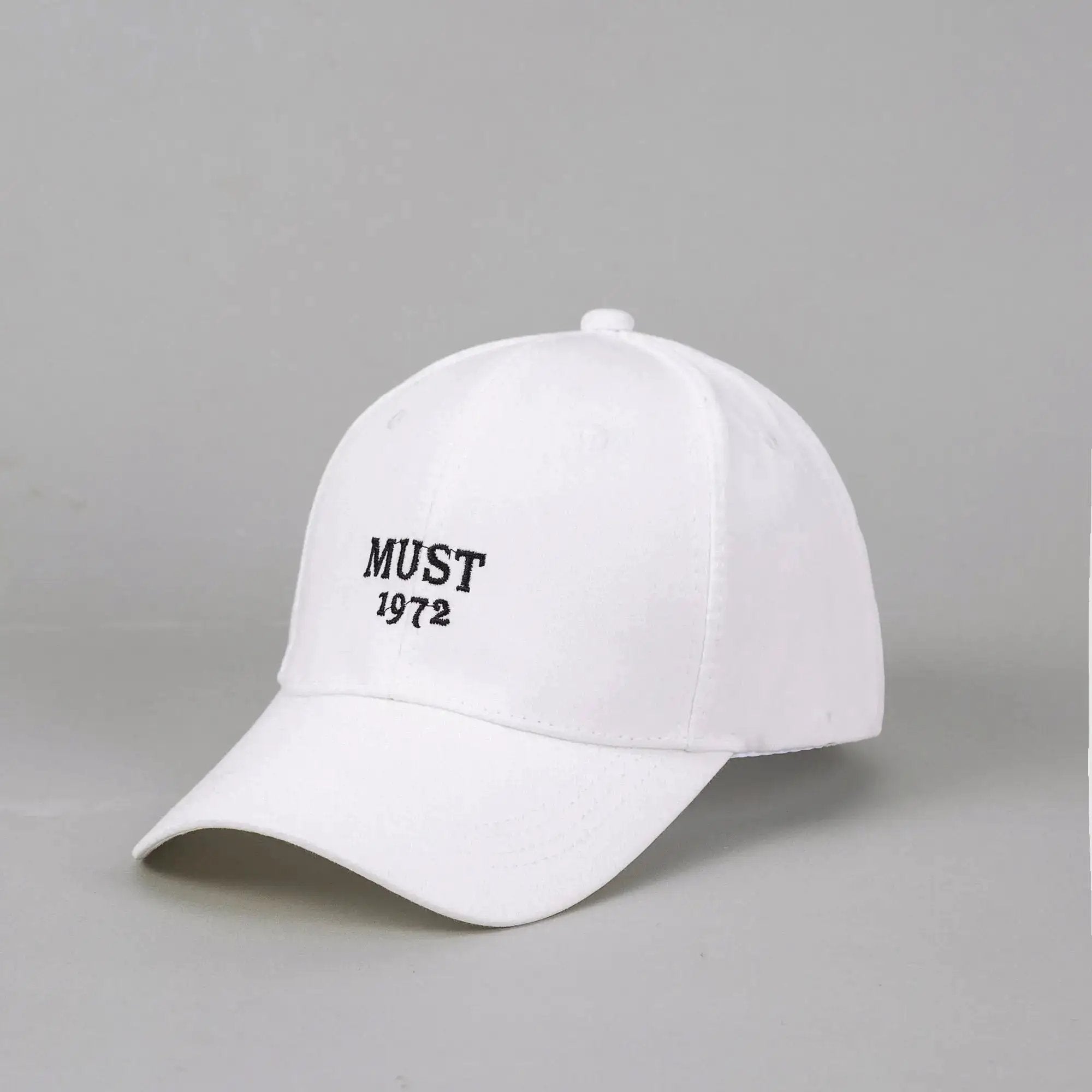 White men's and women's baseball cap with embroidered letters, casual style, suitable for outdoor outings and daily wear.
