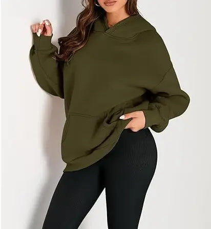 White women's solid color hoodie by Dropshipman, casual and loose-fit athletic sweatshirt for ladies, perfect for everyday wear.