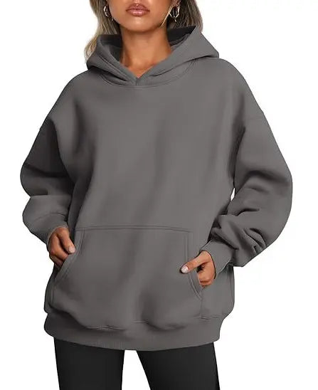 White women's solid color hoodie from Dropshipman, casual athletic sweatshirt with a loose fit and comfortable style.