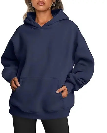 White women's solid color hoodie by Dropshipman, casual athletic sweatshirt with a loose fit for everyday wear.