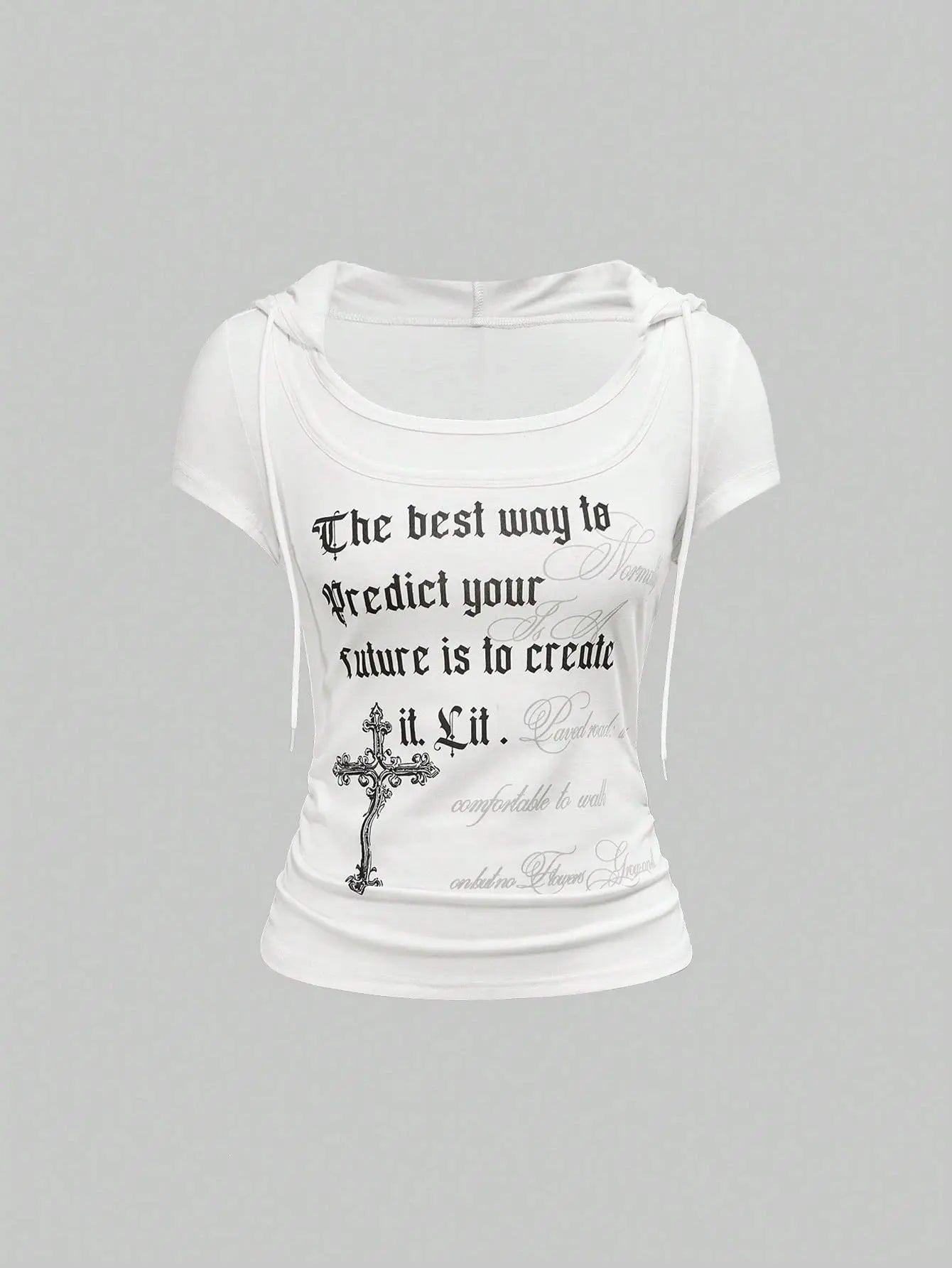 White casual round-neck printed mock-two-piece T-shirt by Dropshipman, featuring a stylish design and comfortable fit.