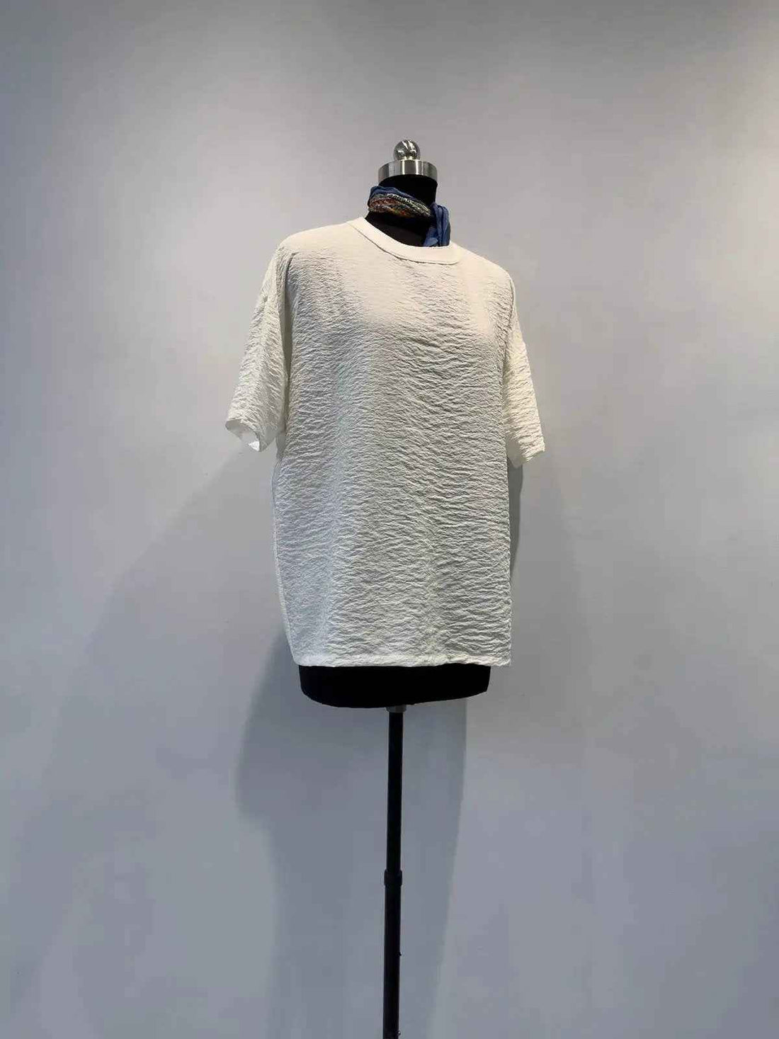 Crocheted Lace-trimmed Collar Matte Dry-silk Short-sleeve Top