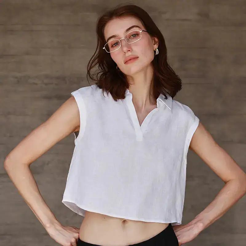 Linen Lapel Breathable Sleeveless Vest by Dropshipman