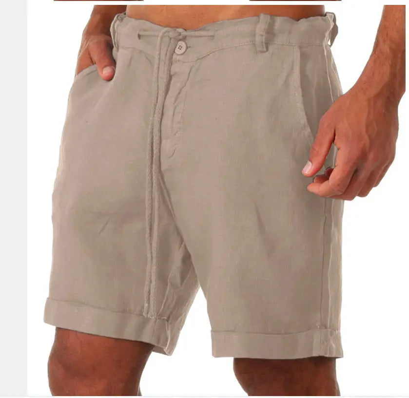 White men's sports running fitness shorts with drawstring, casual solid-color athletic shorts by Dropshipman.