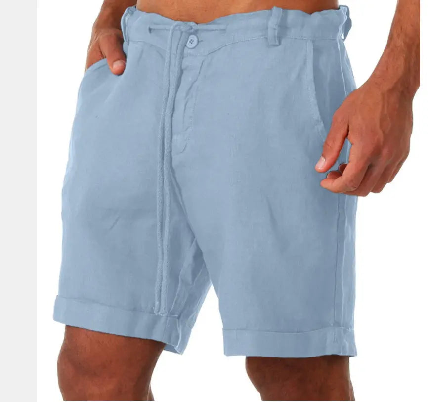 Mens white sports running fitness shorts by Dropshipman with solid color design, casual style, and adjustable drawstring.