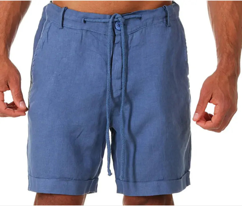White men's sports running fitness shorts with drawstring, solid color casual pants by Dropshipman.