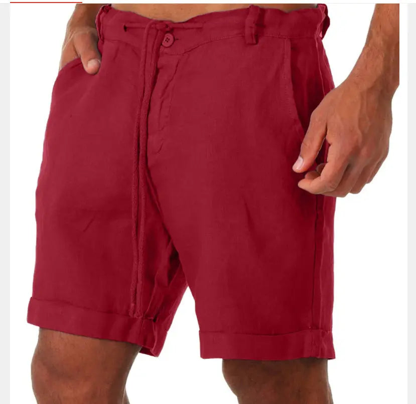 White men's sports running fitness shorts with a drawstring, solid color casual pants by Dropshipman, designed for active wear.