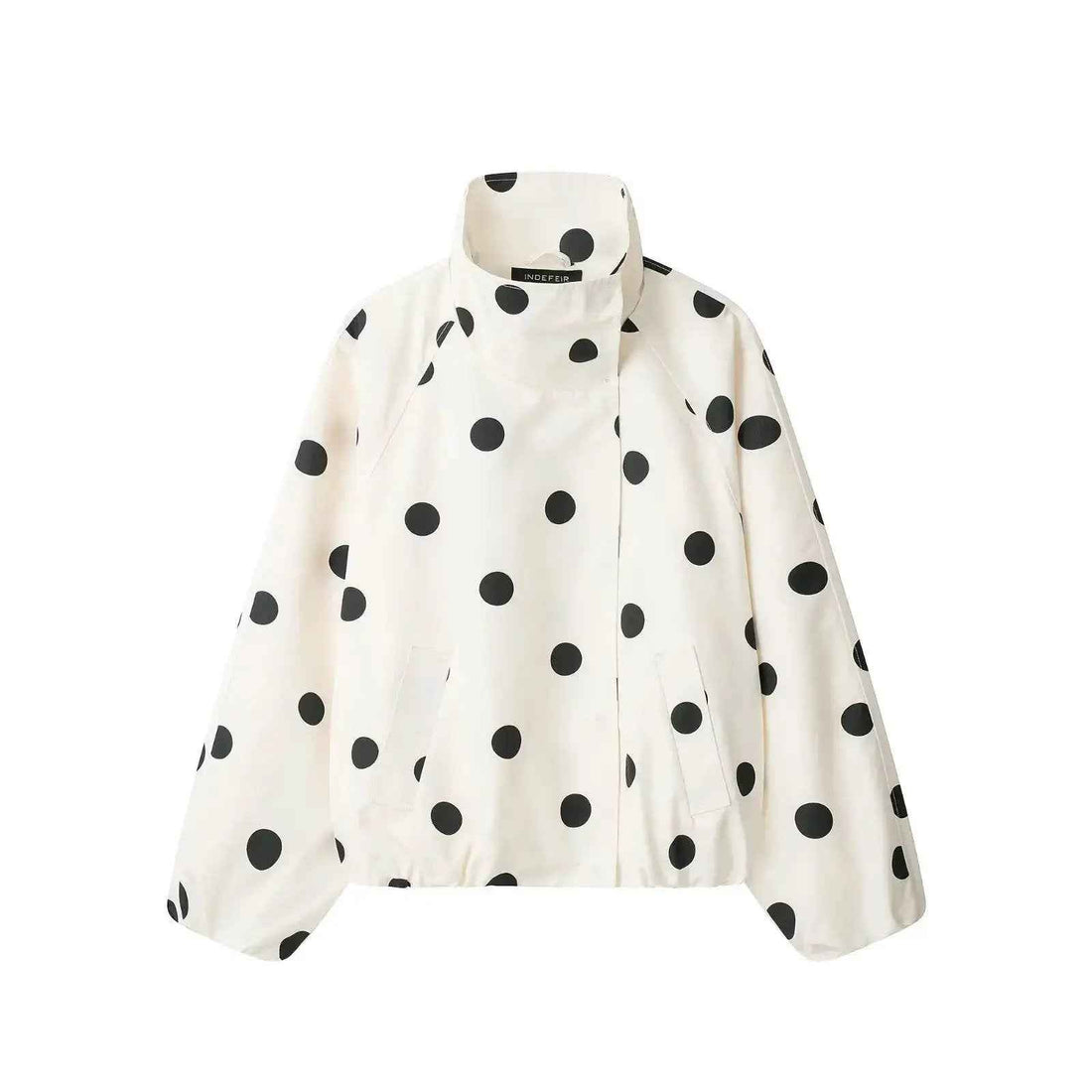 Polka-dot Turtleneck Aviator Jacket