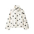 White polka-dot turtleneck aviator jacket by Dropshipman featuring a stylish collar and classic design, shown on a white background.