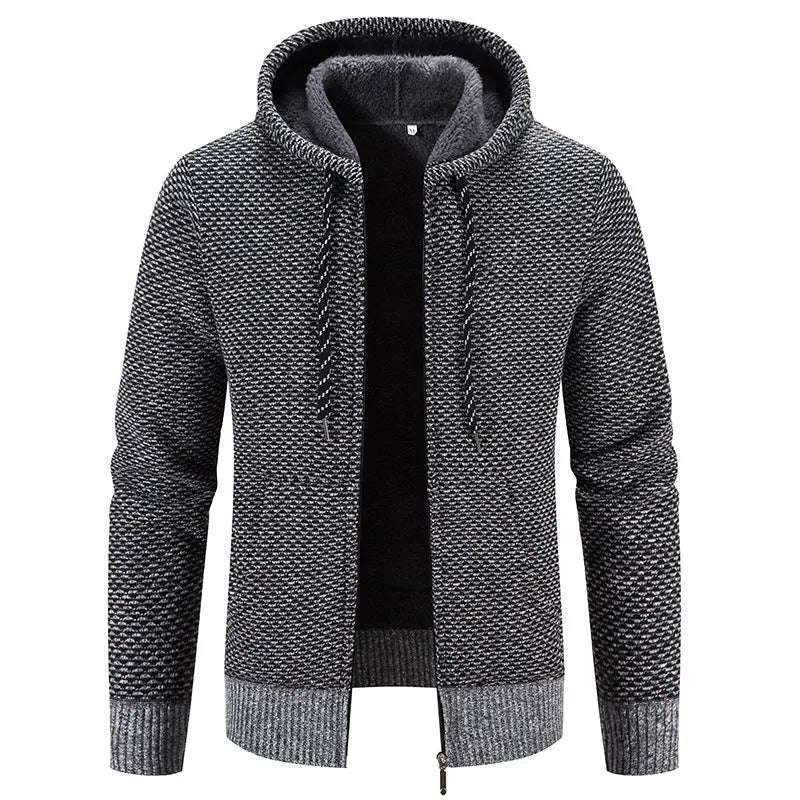 Wine-red winter coat by Dropshipman with zipper closure, hood, long sleeves, drawstring, and plush thick fabric for warmth.
