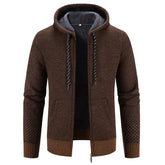Wine red winter coat by Dropshipman with zipper closure, long sleeves, drawstring hood, plush lining, and casual warmth.