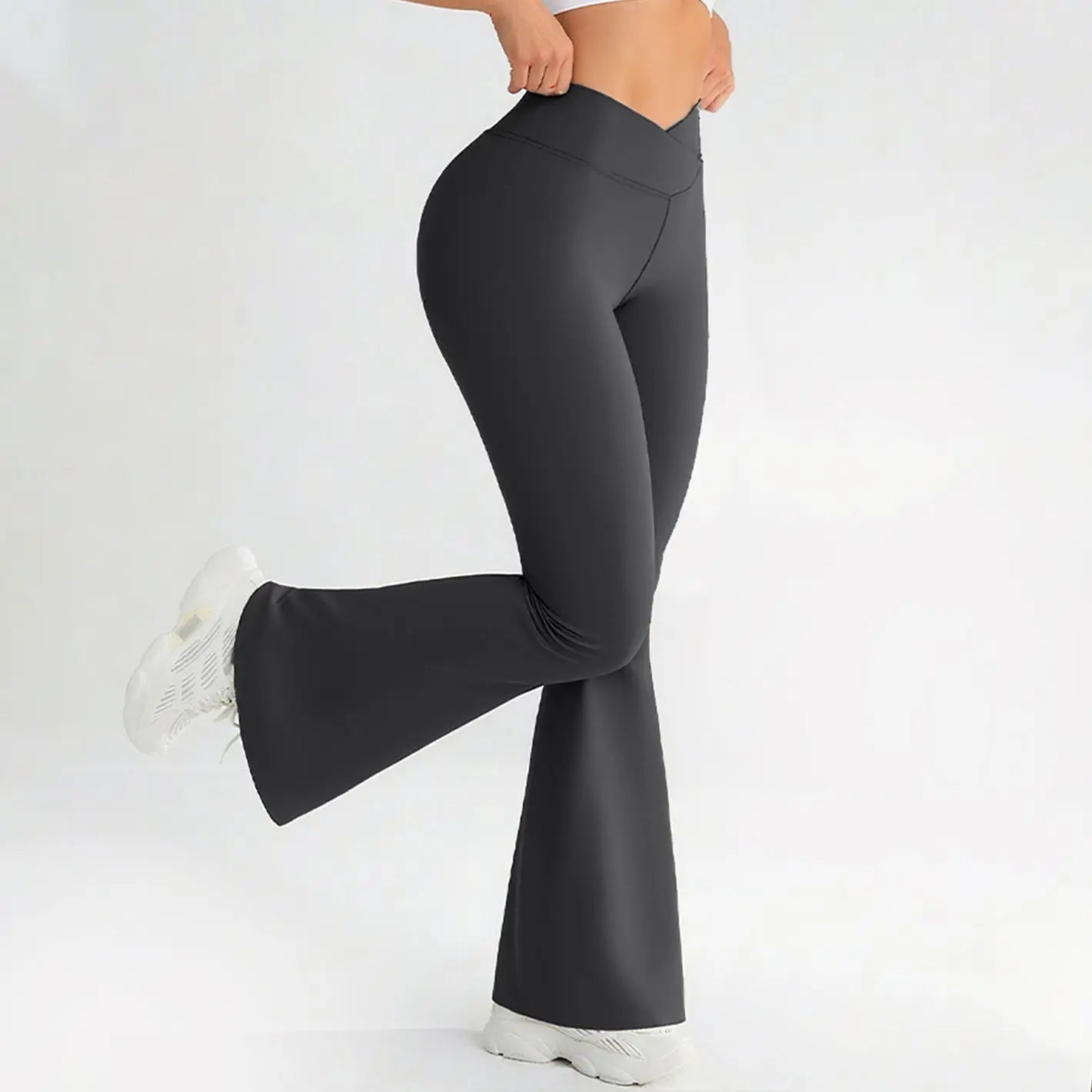 Black cross-waist yoga fitness pants by Dropshipman, designed for hip-lifting and butt-lifting during workouts.