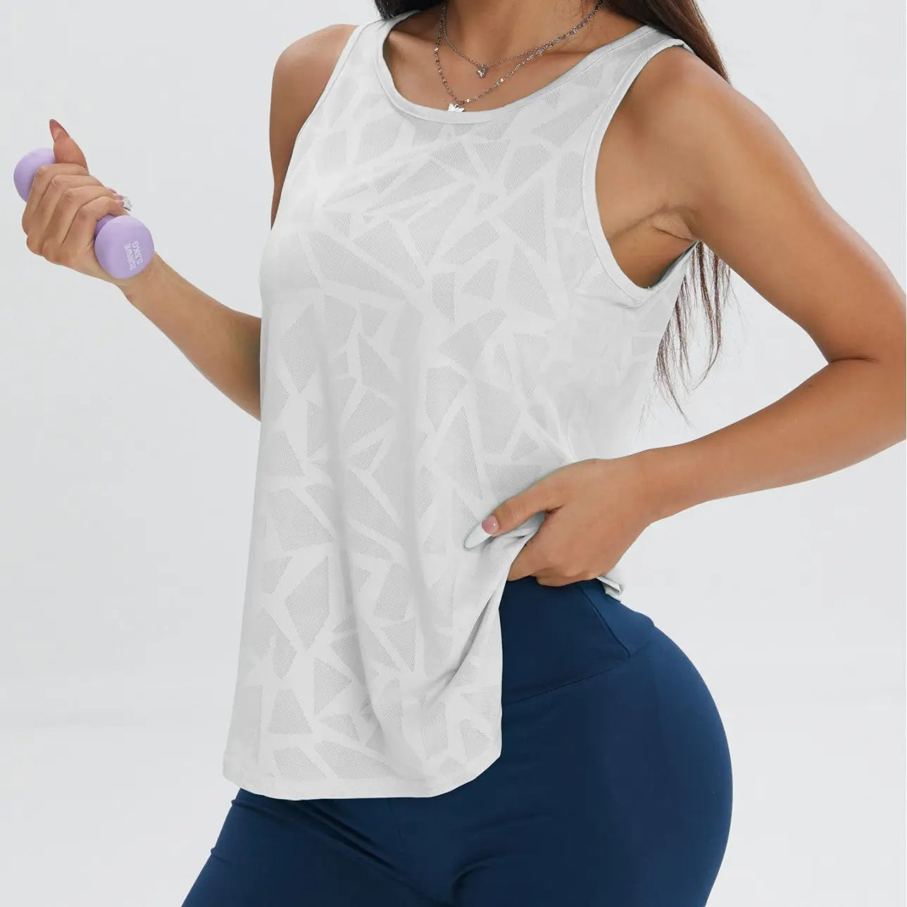 White seamless workout top by Dropshipman, comfortable and breathable athletic shirt for active wear.
