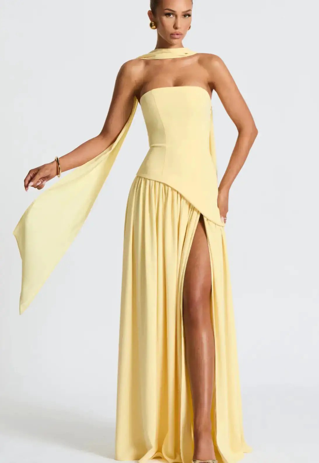 Fashion Graceful Tube Top Slim Fit Pure Color Split Backless Elegant Streamer Dress by Dropshipman
