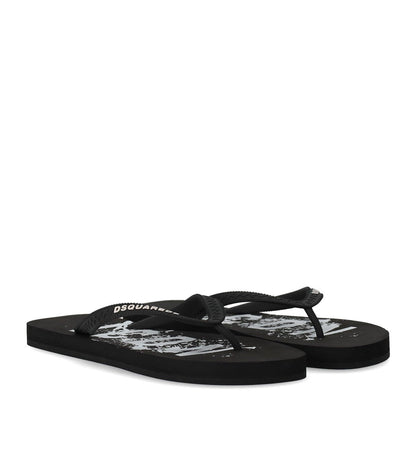 Dsquared2 Icon Splash Black Flip Flops