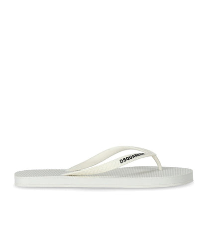 Dsquared2 White Flip Flops With Logo