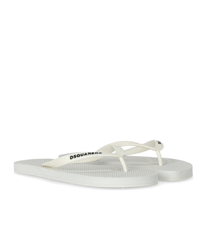 Dsquared2 White Flip Flops With Logo