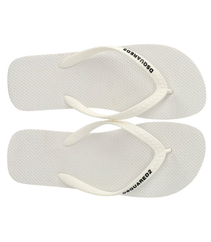 Dsquared2 White Flip Flops With Logo