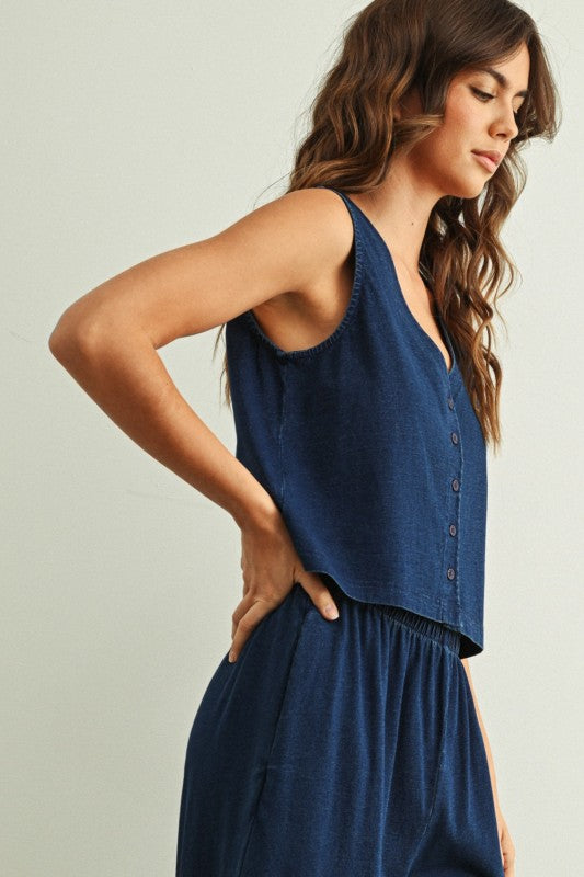 Dye And Wash Knitted Top: Indigo