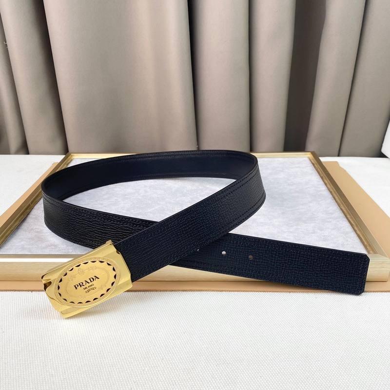 Prada Leather Belt Brushed Golden Buckle &