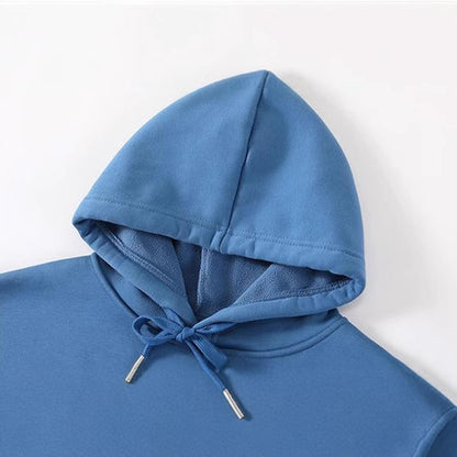 Mens Womens Drop Shoulder Hoodie Casual Fleece Lined Solid Color Sweatshirt