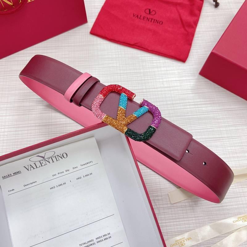 VALENTINO GARAVANI V logo Rainbow Reversible Leather Belt &
