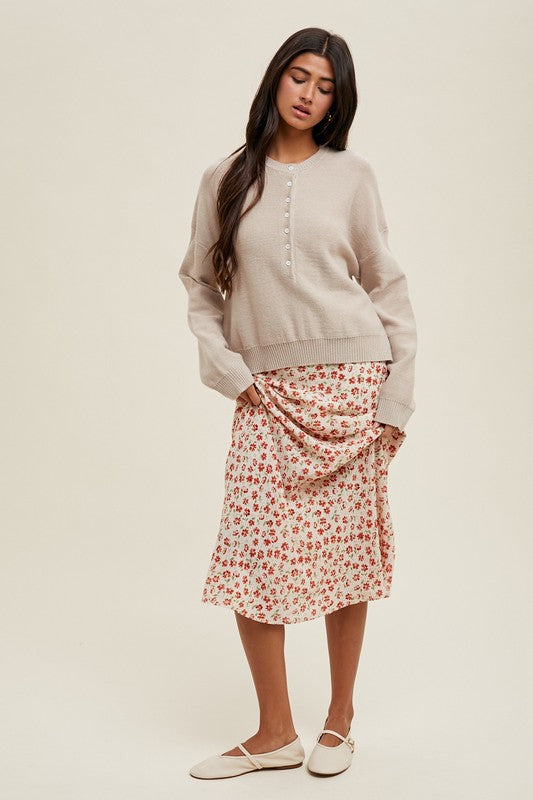 Henley Button-up Sweater: Shell