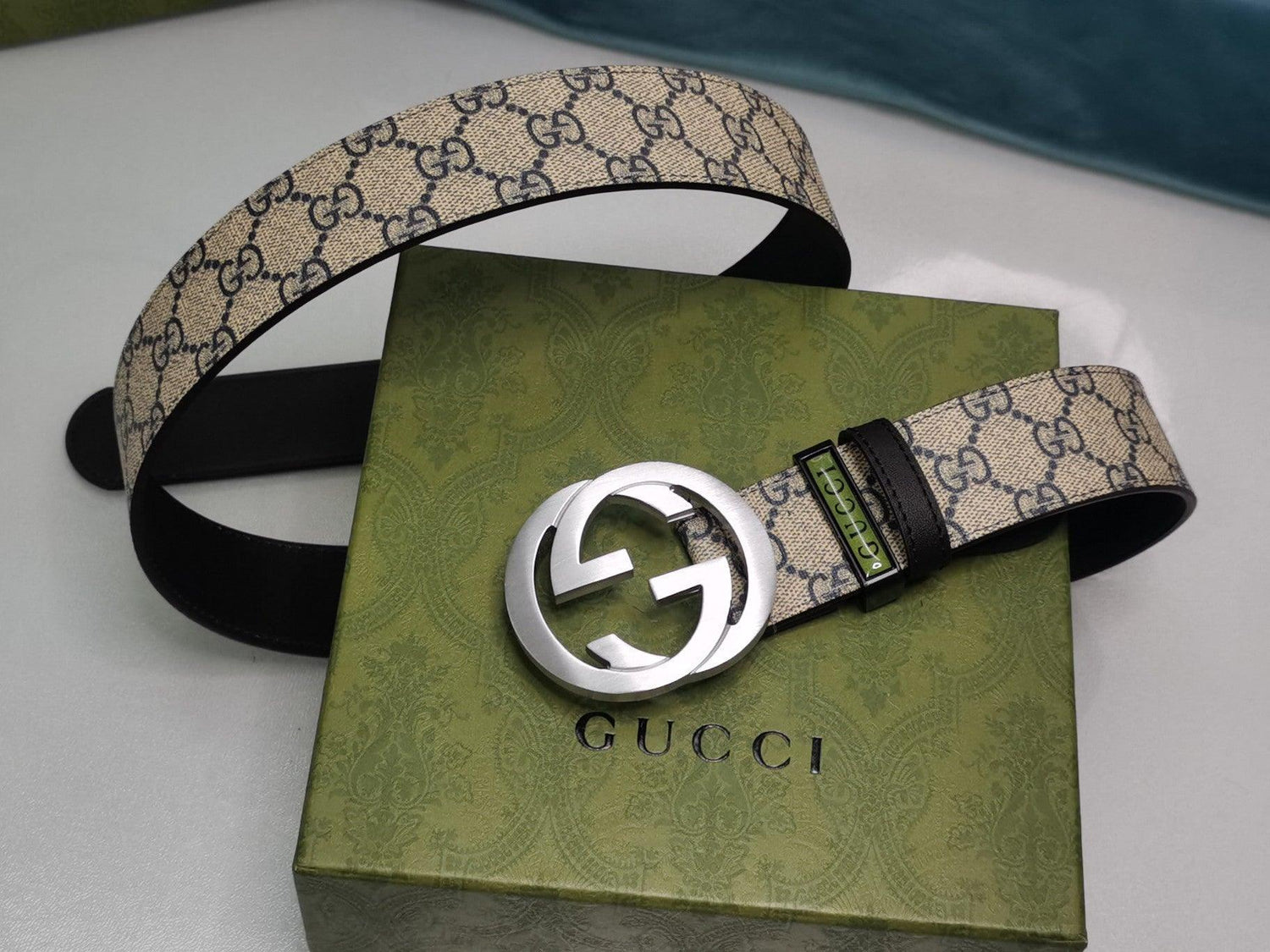 GUCCI Embellished coated-canvas and leather belt &