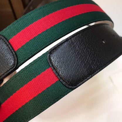 Gucci GG Marmont Web Belt Canvas and Leather &