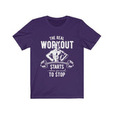 The Real Workout unisex retail fit soft cotton t-shirt with vinyl print designed in USA