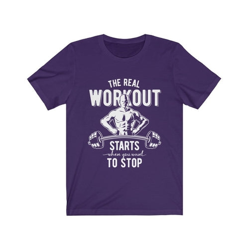 The Real Workout unisex retail fit soft cotton t-shirt with vinyl print designed in USA