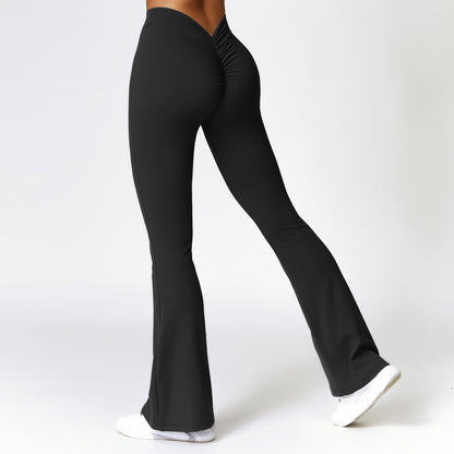 High Waist Flared Yoga Pants with Quick Dry Fabric