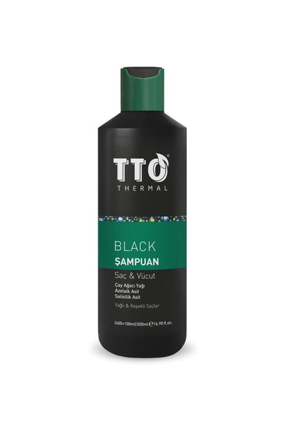 TTO Black Hair and Body Shampoo 500ml - Natural Multipurpose Cleanser for Simplified Routine