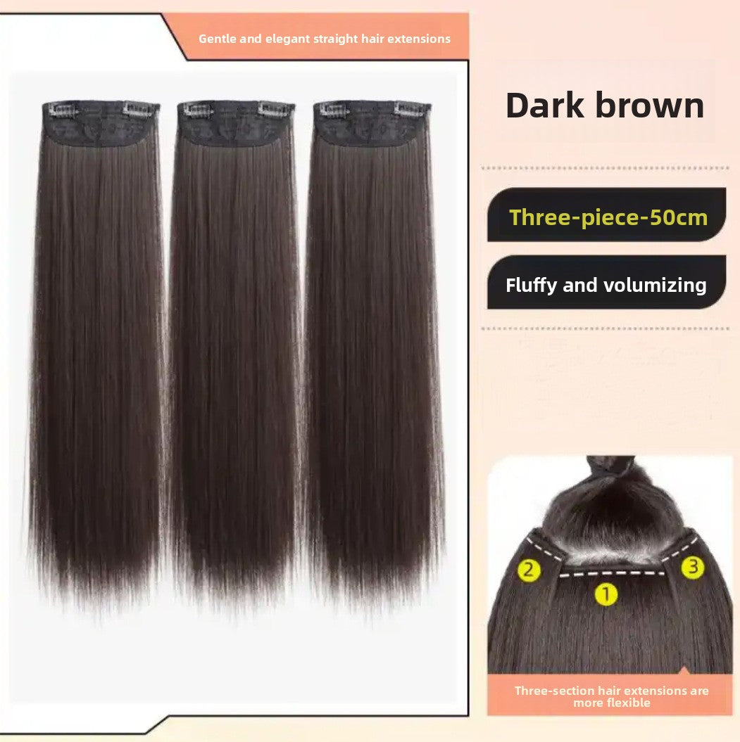 Long Straight Hair Extensions Three-Piece Set