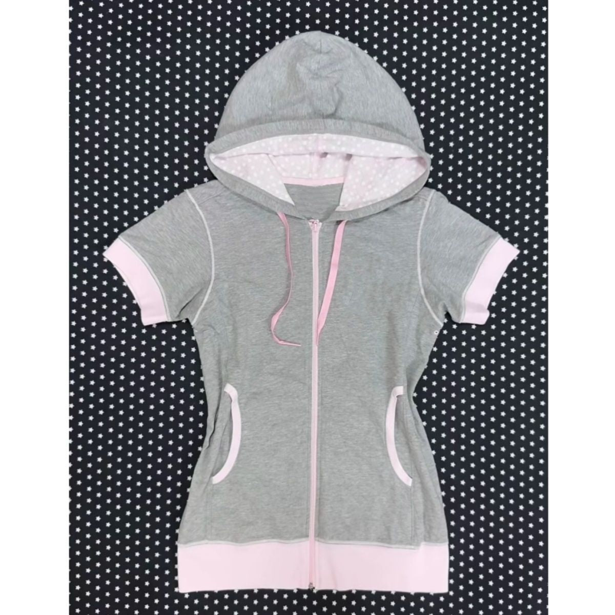 Womens Polka Dot Hooded Cardigan