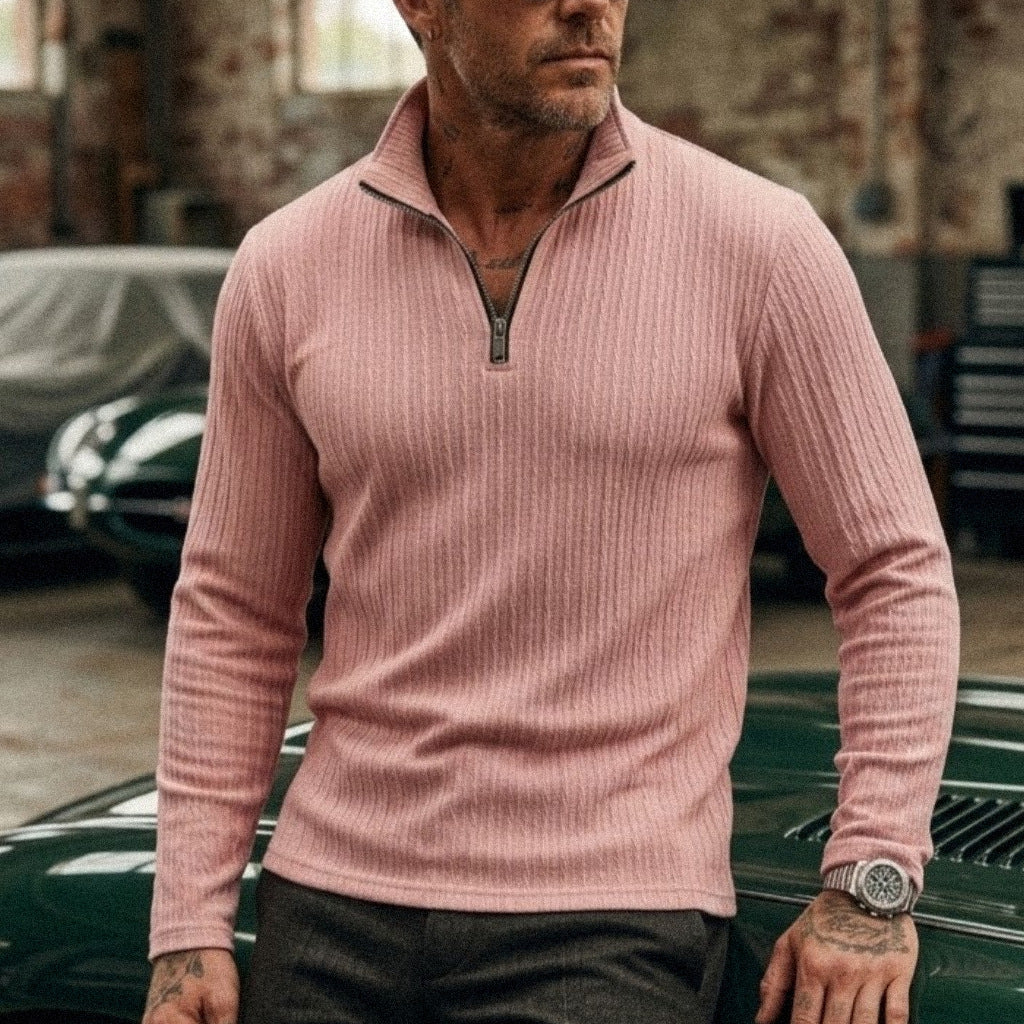 Long Sleeve Jacquard Polo Shirt