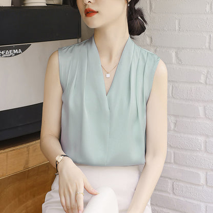 Womens Long Sleeve Silk Satin Blouse