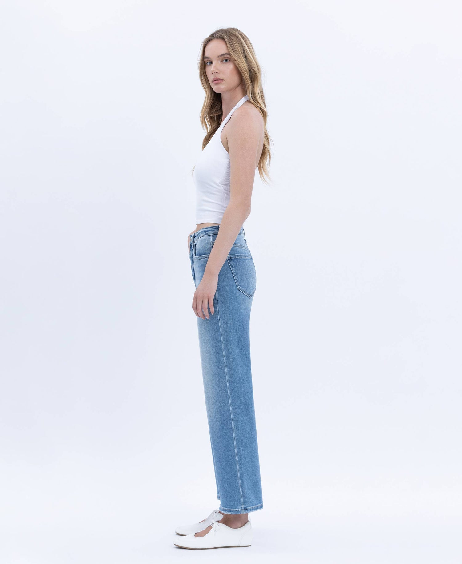 Willa Tummy Control High Rise Crop Wide Jean
