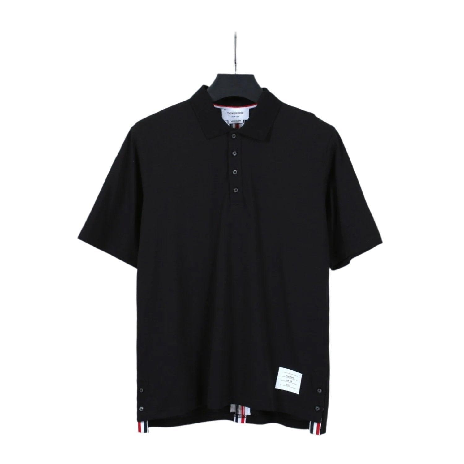 Thom Browne Black T-Shirt with Collar