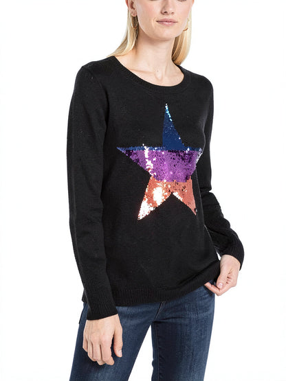 INC Sequin Star Sweater, Size M