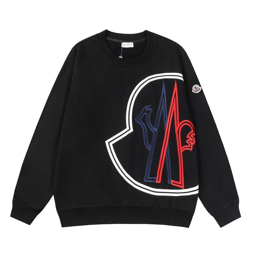 Moncler Logo Embroidered Printed Cotton Jersey Sweatshirt - Black