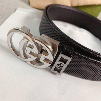 GUCCI Embellished coated-canvas and leather belt &