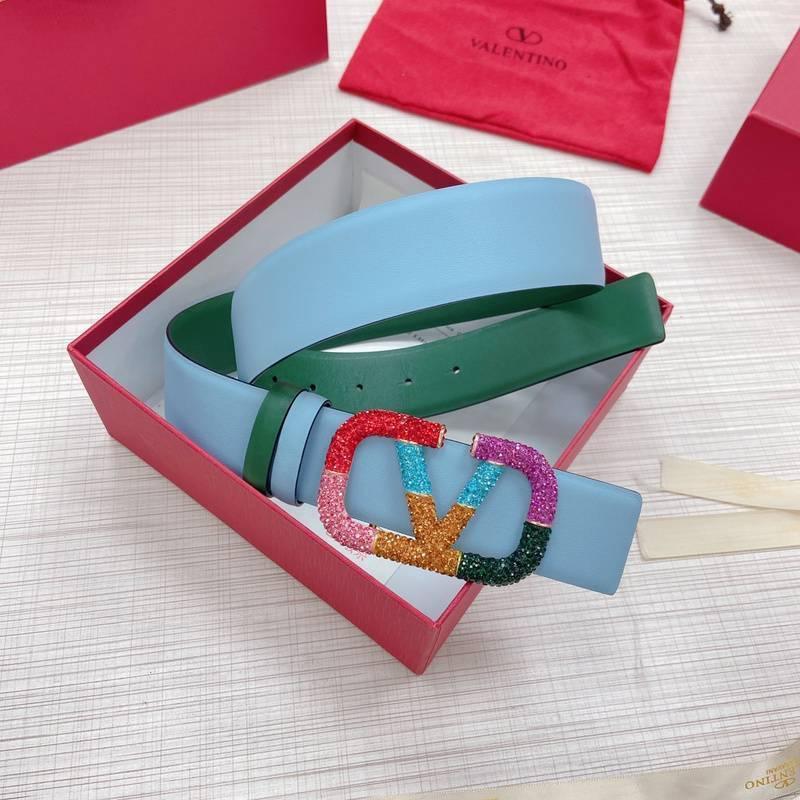 VALENTINO GARAVANI V logo Rainbow Reversible Leather Belt &