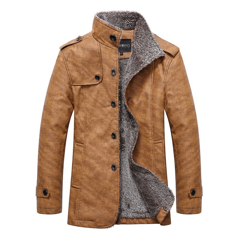 Mens PU Leather Jacket Winter Coat