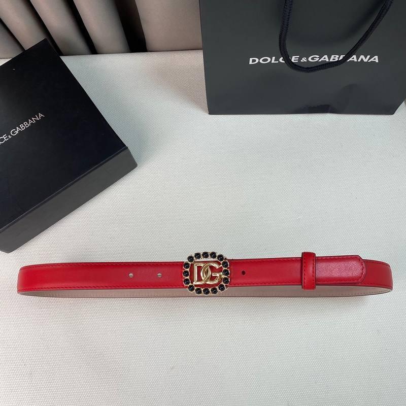 Dolce Gabbana Women Calfskin belt with bejeweled DG logo &