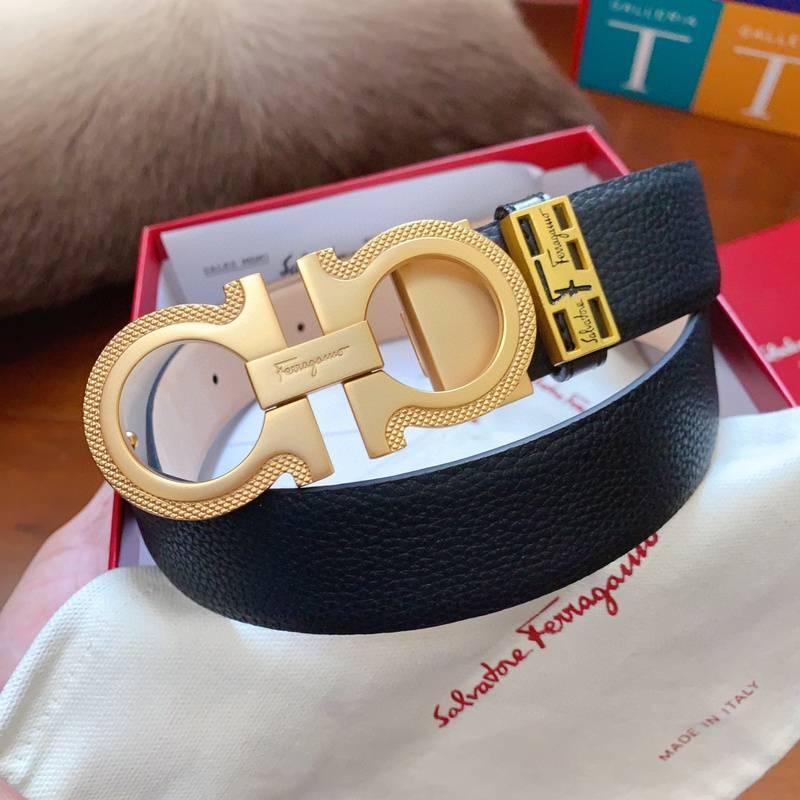 Salvatore Ferragamo Gancini Belt - Black Italian Leather Luxury