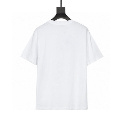 Burberry Collarless T-Shirt: White &amp; Beige Cotton Crewneck